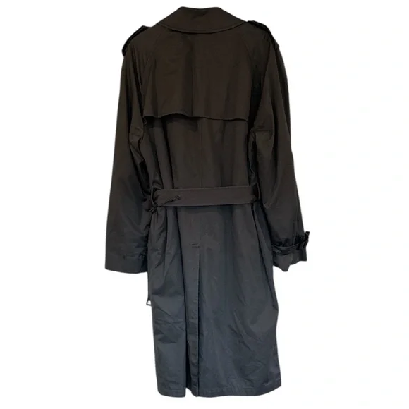 London Fog by Greenwood Charcoal Classic Wool Lined Trench Coat Size 42 Reg.